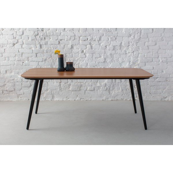 Jídelní stůl z jasanového dřeva s černými nohami Ragaba Contrast, 180 x 90 cm-image-4