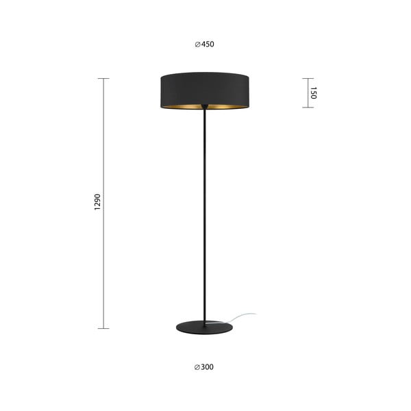 Černá stojací lampa s detailem ve zlaté barvě Sotto Luce Tres XL, ⌀ 45 cm-image-3
