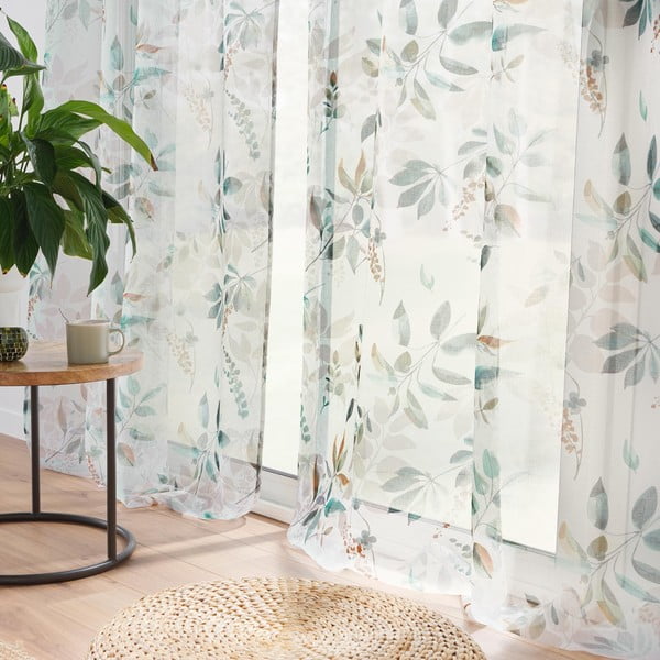 Bílo-zelená záclona 140x240 cm Dilaris – douceur d'intérieur-image-1