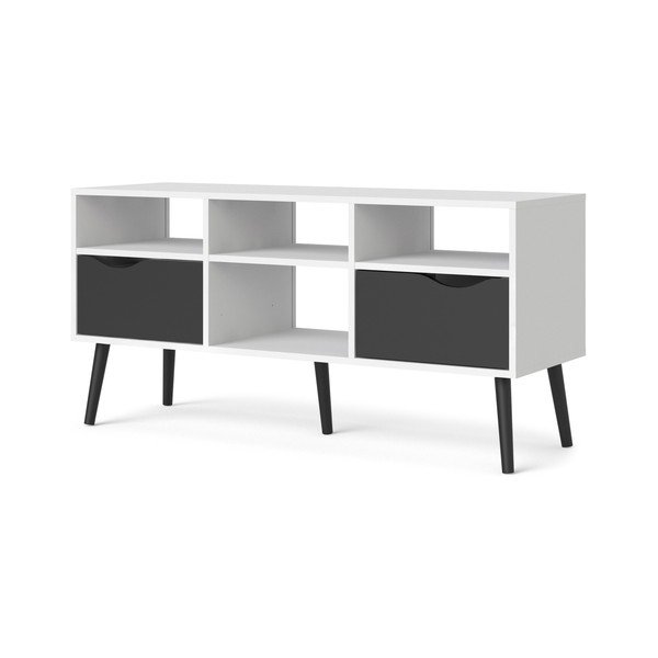 Černo-bílý TV stolek Tvilum Oslo, 117 x 57 cm-image-4