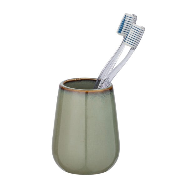 Zelený keramický kelímek na kartáčky Wenko Sirmione-image-1