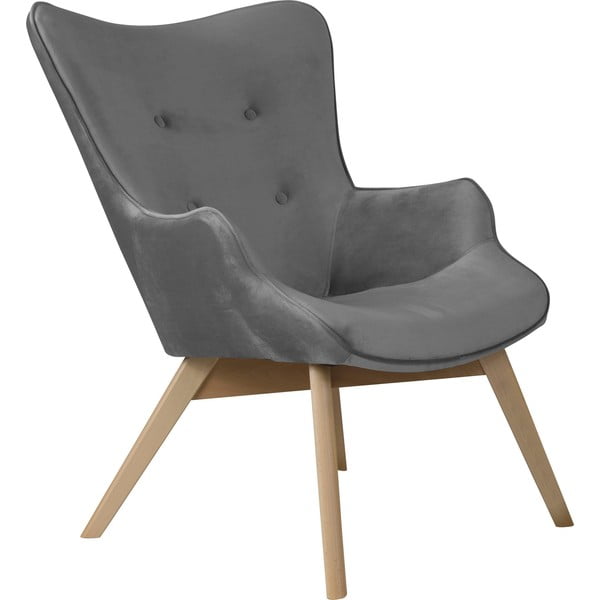 Šedé sametové křeslo Niko – Ropez