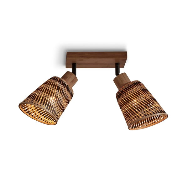 Hnědé stropní svítidlo s bambusovým stínidlem ø 15 cm Java – Good&Mojo