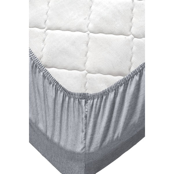 Bavlněné povlečení na dvoulůžko/prodloužené s prostěradlem v petrolejové barvě/šedé 200x220 cm – Mila Home-image-3