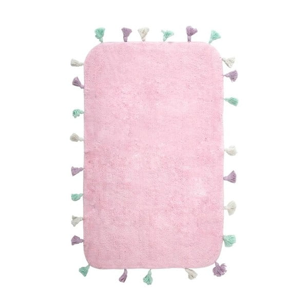 Růžová bavlněná koupelnová předložka Mia, 60 x 90 cm