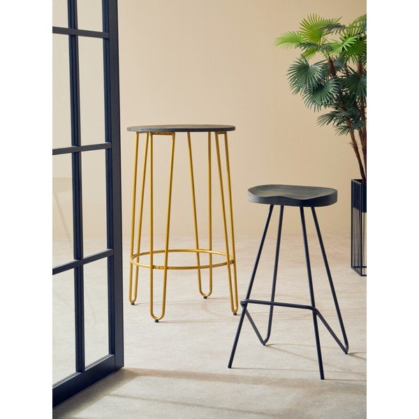 Černá/v přírodní barvě barová stolička z jilmového dřeva (výška sedáku 78 cm) District – Premier Housewares-image-1