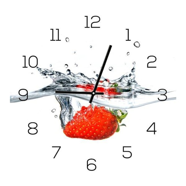 Skleněné hodiny DecoMalta Strawberry, 30 x 30 cm