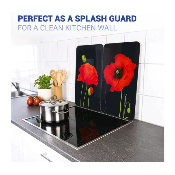 Kryty na sporák v sadě 2 ks z tvrzeného skla 52x30 cm Poppy - Maximex-image-2