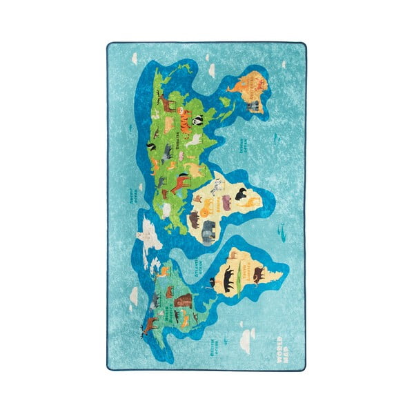 Modrý dětský protiskluzový koberec Conceptum Hypnose Map, 100 x 160 cm