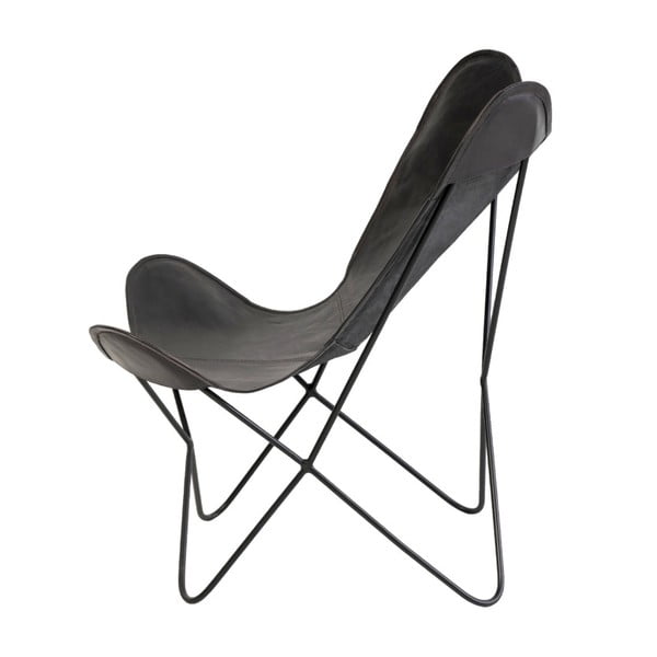 Černé kožené butterfly křeslo sømcasa Farfalla-image-3