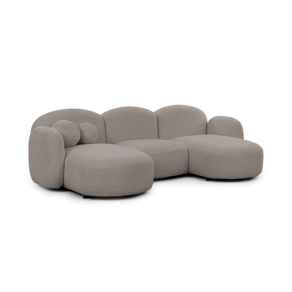 Šedá rohová pohovka z textilie bouclé (do "U") Orbit – Ropez