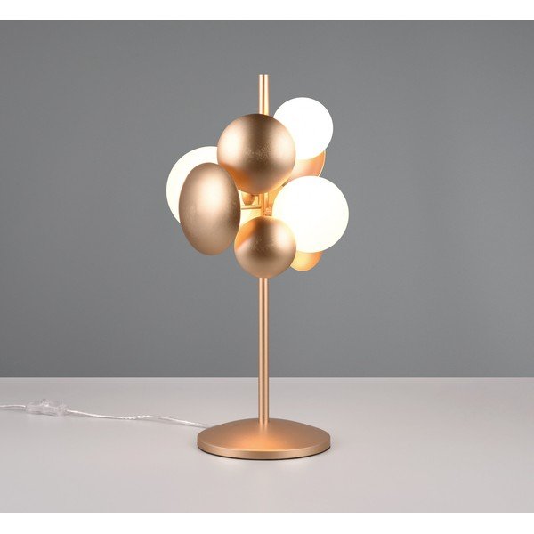 Stolní lampa se skleněným stínidlem ve zlato-bílé barvě (výška 50 cm) Bubble – Trio Select-image-1