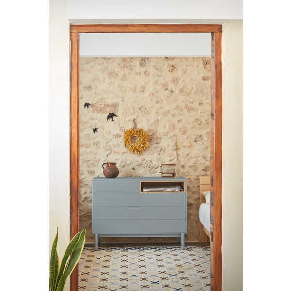 Modro-šedá nízká komoda 120x90 cm Corvo – Teulat-image-1