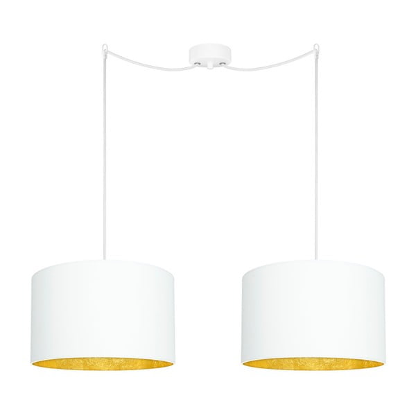 Bílé dvojité stropní svítidlo s detaily ve zlaté barvě Sotto Luce MIKA Elementary