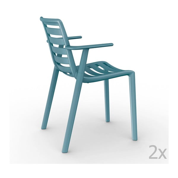 Sada 2 modrých  zahradních židlí s područkami Resol Slatkat