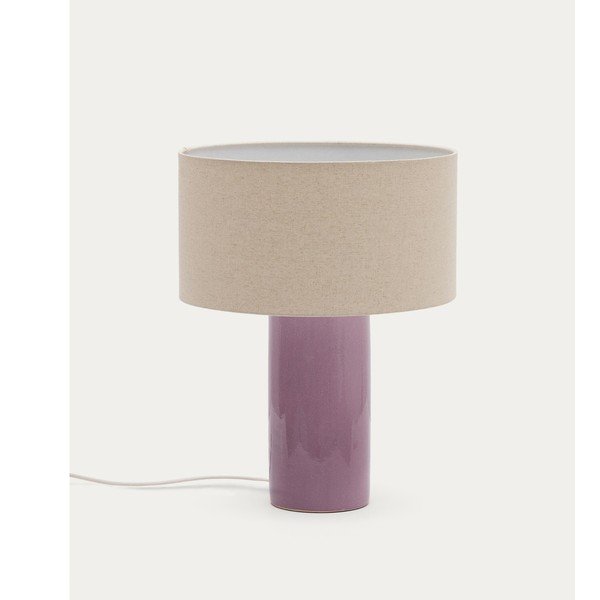 Fialová/béžová stolní lampa s textilním stínidlem (výška 52 cm) Toneric – Kave Home-image-4