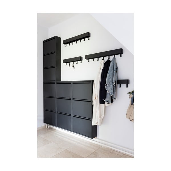 Černý kovový nástěnný věšák s poličkou 72 cm Dax Play – Spinder Design-image-2