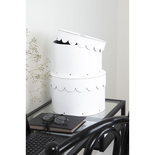 Bílé kartonové úložné boxy v sadě 2 ks s víkem ø 26x17,5 cm Wilma Paper Laminate – Bigso-image-2