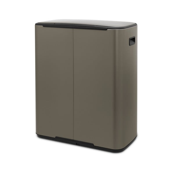 Šedý nášlapný ocelový odpadkový koš na tříděný odpad 2x30 l Bo – Brabantia-image-3