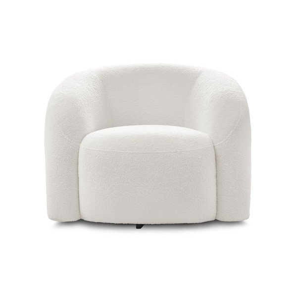 Bílé otočné křeslo z textilie bouclé Elina – Bobochic Paris