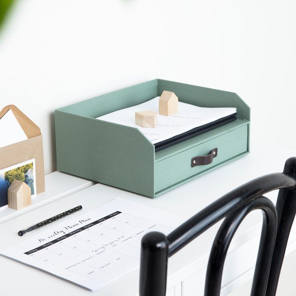 Zelený kartonový organizér zásuvkový/na dokumenty Walter Canvas Paper Laminate – Bigso-image-1