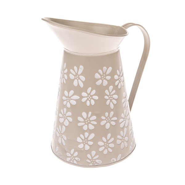 Béžový kovový květináč Dakls Daisy, výška 22 cm
