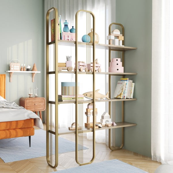 Regál v dekoru borovice ve zlaté barvě 125x180 cm Sierra – Kalune Design-image-3