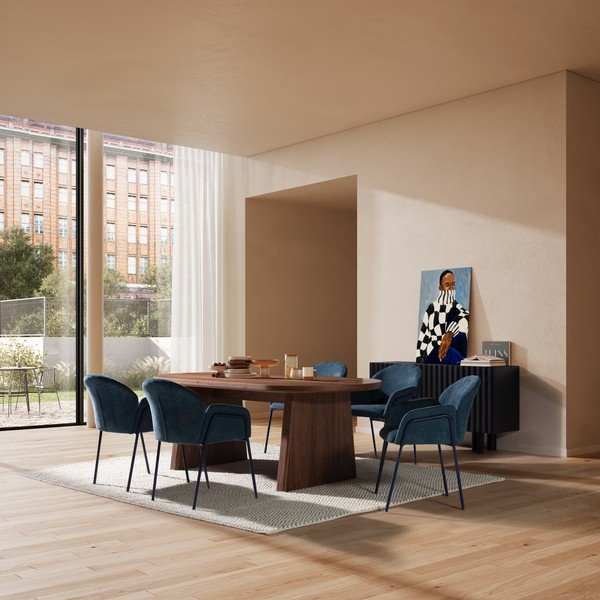 Modrá čalouněná jídelní křesla v sadě 2 ks Aslin – MOME-image-1