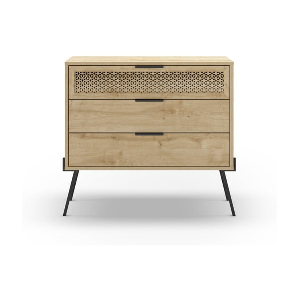 Nízká komoda v dekoru dubu v přírodní barvě 90x83 cm Ecrin – Marckeric