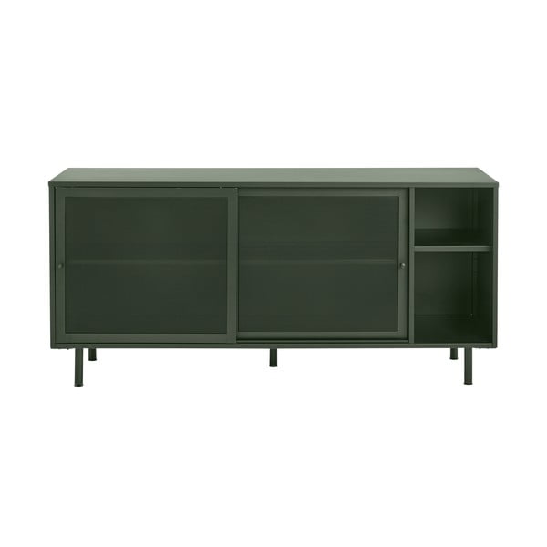 Tmavě zelená kovová nízká komoda s posuvnými dveřmi 160x75 cm Veep – Unique Furniture