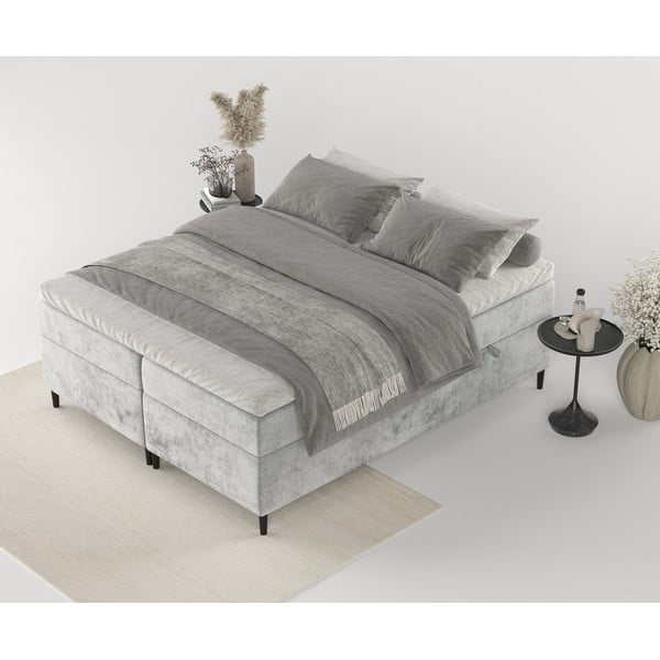 Šedá boxspring postel s úložným prostorem 180x200 cm Araya – Maison de Rêve-image-1
