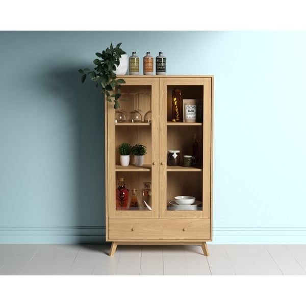 Vitrína v dekoru dubu v přírodní barvě 100x170 cm Kensal – Woodman-image-2