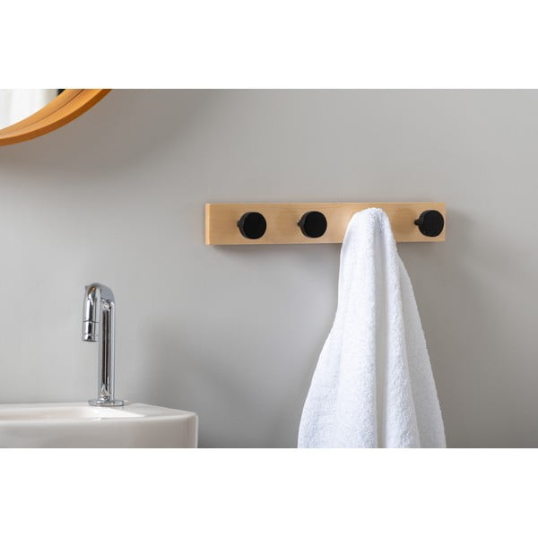 Černý nástěnný věšák z borovicového dřeva  Knobs – PT LIVING-image-1