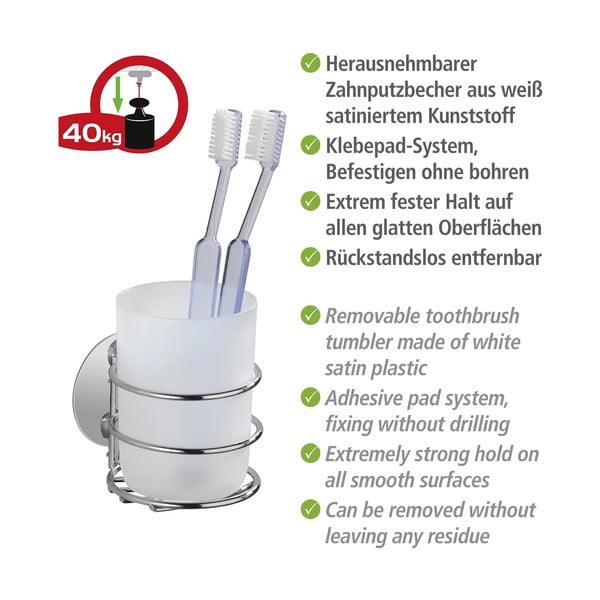 Šedá samodržící sada doplňků do koupelny z nerezové oceli Turbo-Loc – Wenko-image-4