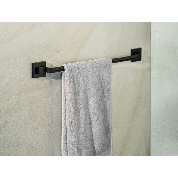 Černý samodržící držák na ručníky z nerezové oceli Quadro – Wenko-image-1