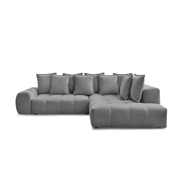 Tmavě šedá žinylková rozkládací/s úložným prostorem rohová pohovka (pravý roh/do L) Everest – Bobochic Paris