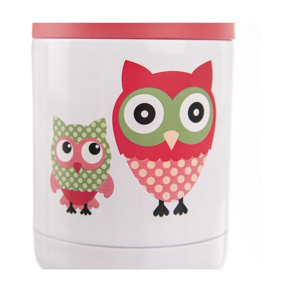 Červeno-bílá dětská termoska 480 ml Sova – Orion-image-3