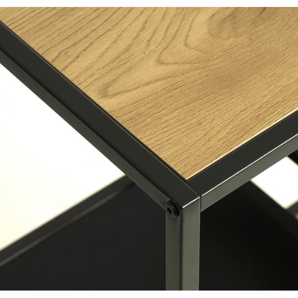 Černá/v přírodní barvě knihovna v dekoru dubu 80x146x35 cm Altino – Unique Furniture-image-3