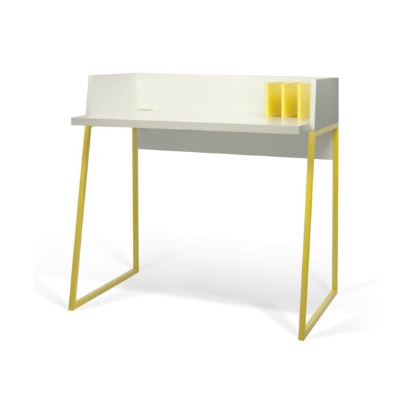 Pracovní stůl Volga White/Yellow, 90x60x88 cm