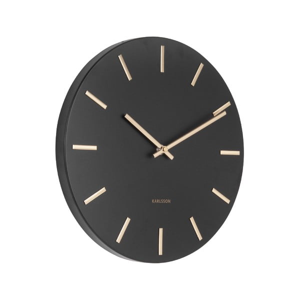 Černé nástěnné hodiny s ručičkami ve zlaté barvě Karlsson Charm, ø 30 cm-image-1