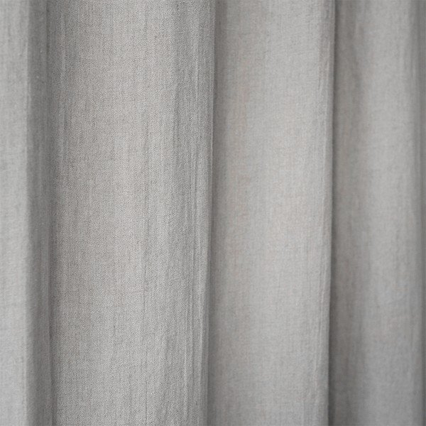 Světle šedý lněný závěs s poutky Linen Tales Night Time, 250 x 140 cm-image-1