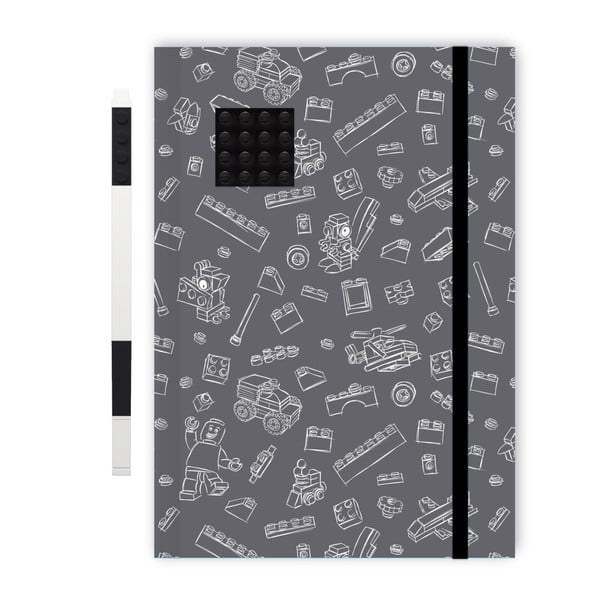 Černobílý zápisník A5 s černým perem LEGO®, 96 stran-image-1