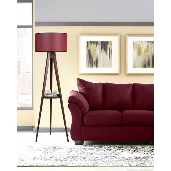 Červeno-hnědá stojací lampa s textilním stínidlem (výška 153 cm) Sehbalı Tripod – Opviq lights-image-1