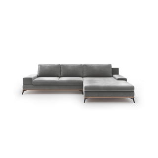 Šedá rozkládací rohová pohovka se sametovým potahem Windsor & Co Sofas Astre, pravý roh