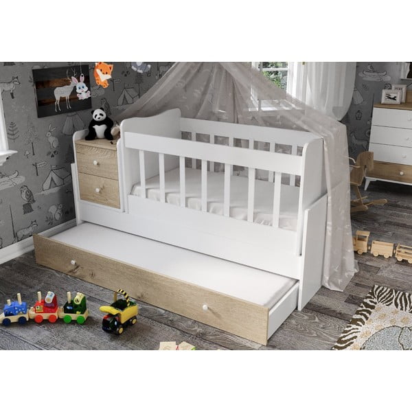 Postýlka v bílo-přírodní barvě s úložným prostorem 60x120 cm Sansa – Kalune Design-image-1