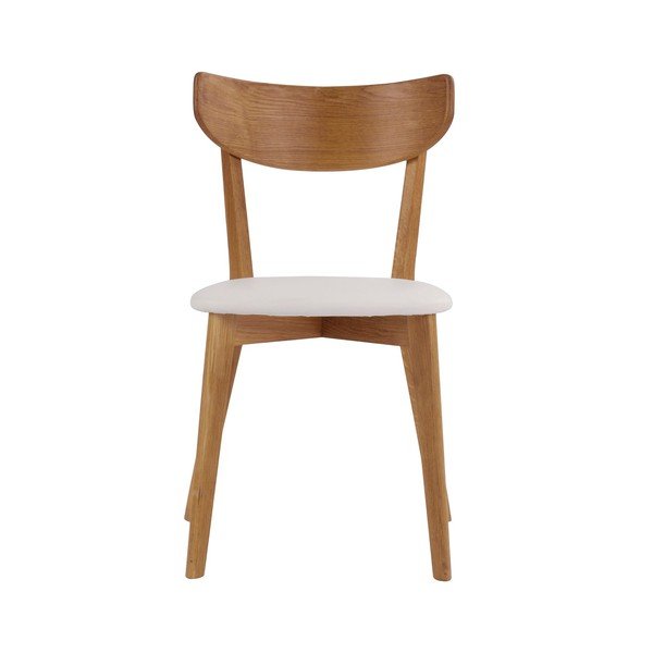 Hnědá dubová jídelní židle s bílým sedákem Rowico Ami-image-2