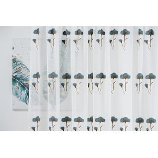 Bílo-modrá záclona 140x260 cm Elba – Mendola Fabrics