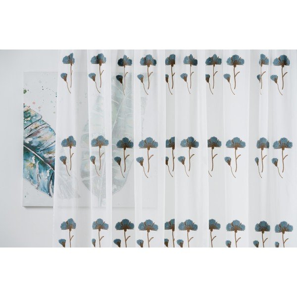 Bílo-modrá záclona 140x260 cm Elba – Mendola Fabrics-image-1