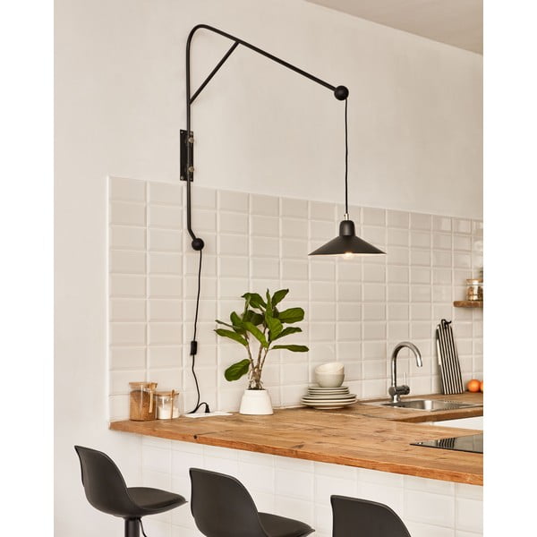 Černé nástěnné svítidlo ø 30 cm Eleazar – Kave Home-image-1