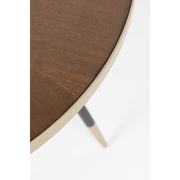 Kulatý jídelní stůl s deskou v dekoru ořechového dřeva ø 91 cm Denise – White Label-image-2